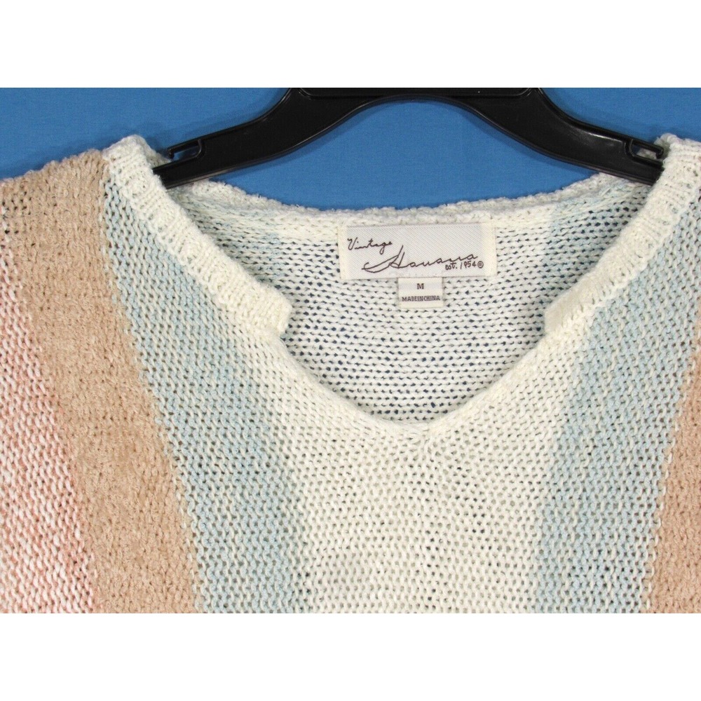 VINTAGE HAVANA Pastel STRIPED Airy Knit DOLMAN SLEEVE Casual Beach SWEATER Sz M - Picture 3 of 6